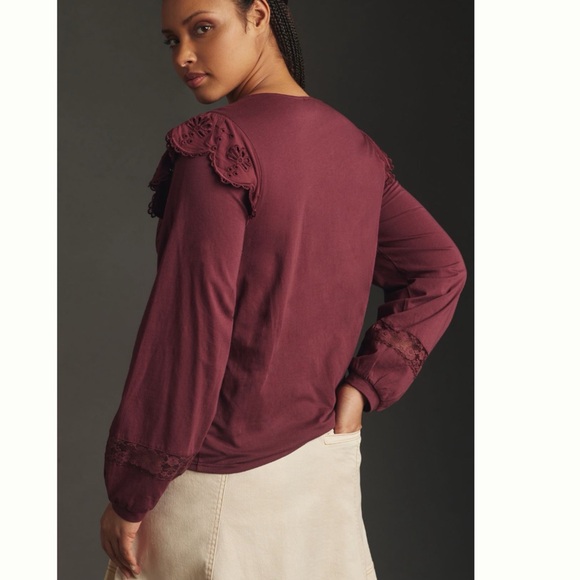 NWT Tiny Long-Sleeve Crescent Ruffled Lace Top M - Picture 4 of 11